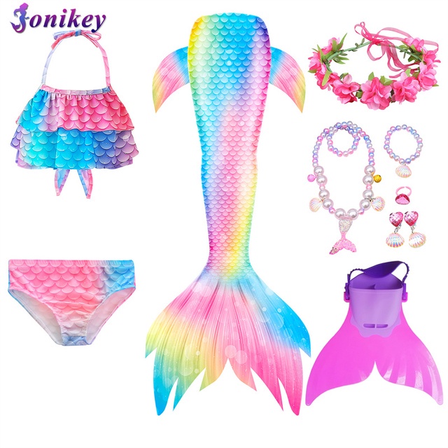 Girls' Mermaid Tail Swimwear Mermaid Swimsuit Bathing Suit Bikini Child ...