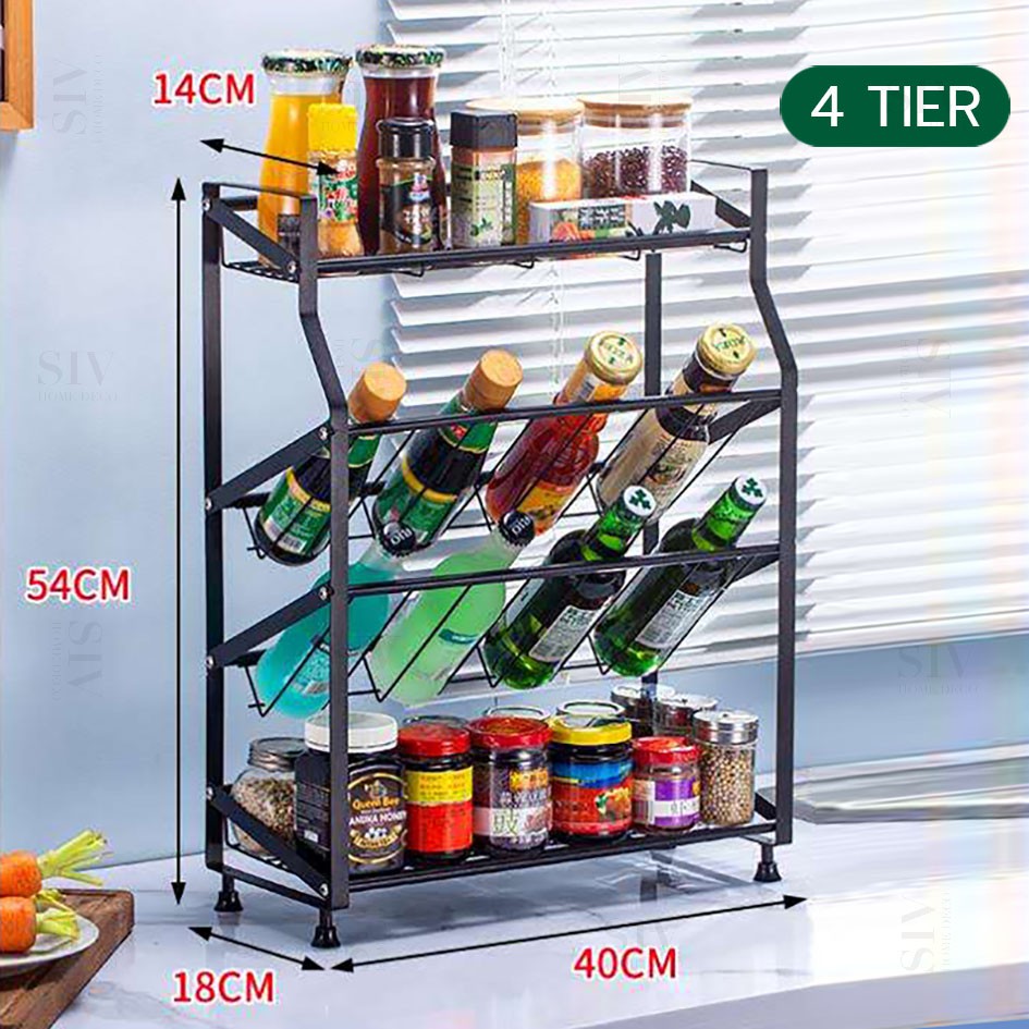 Siv 3 Tier 4 Spice Rack Condiment Seasoning Storage Organizer For ...