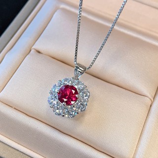 OEVAS 100% 925 Sterling Silver 10*12mm Pink High Carbon Diamond Pendant  Necklace For Women Sparkling Wedding Party Fine Jewelry