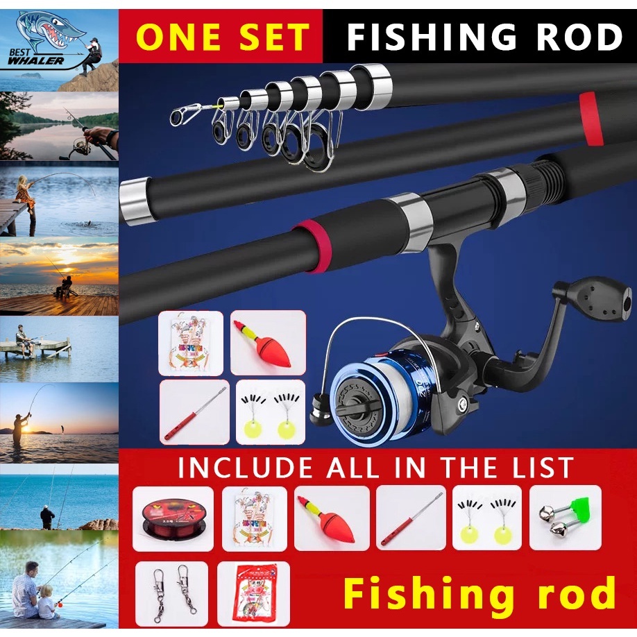 Sougayilang Fishing Rod And Fishing Reel Full Fishing Set 4 Sections ...