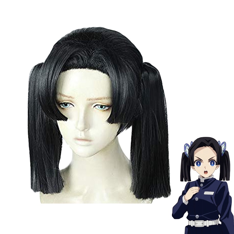 ۩Demon Slayer Kimetsu no Yaiba Kanzaki Aoi Black Ponytails Wig Cosplay ...