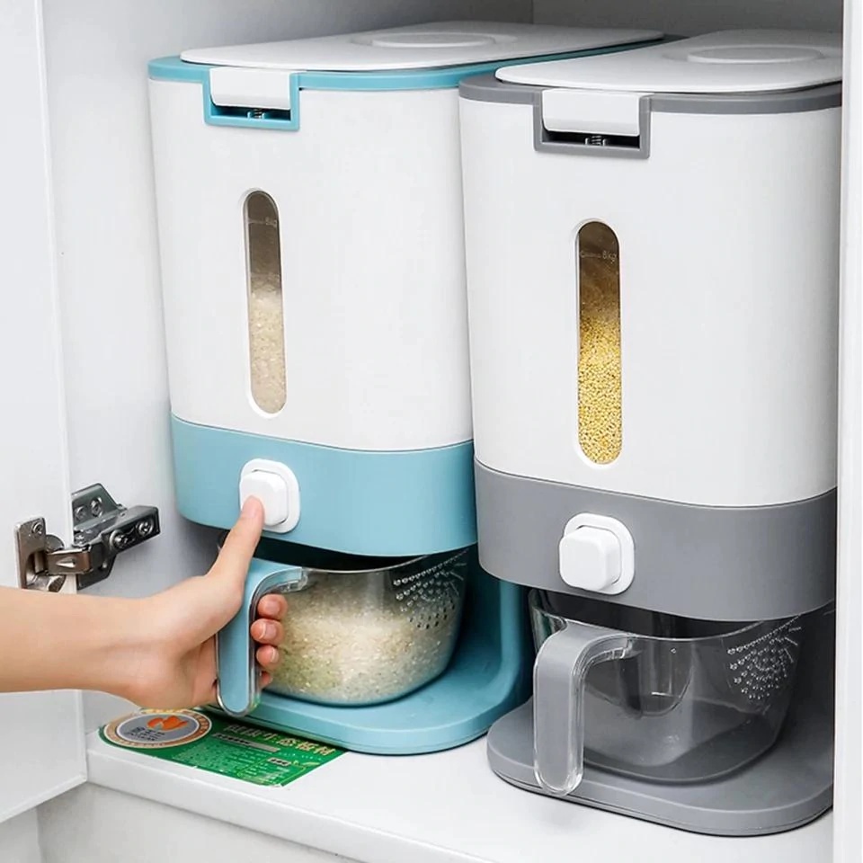 810kg Rice Dispenser and Storage with measuring cup, Whole Grains