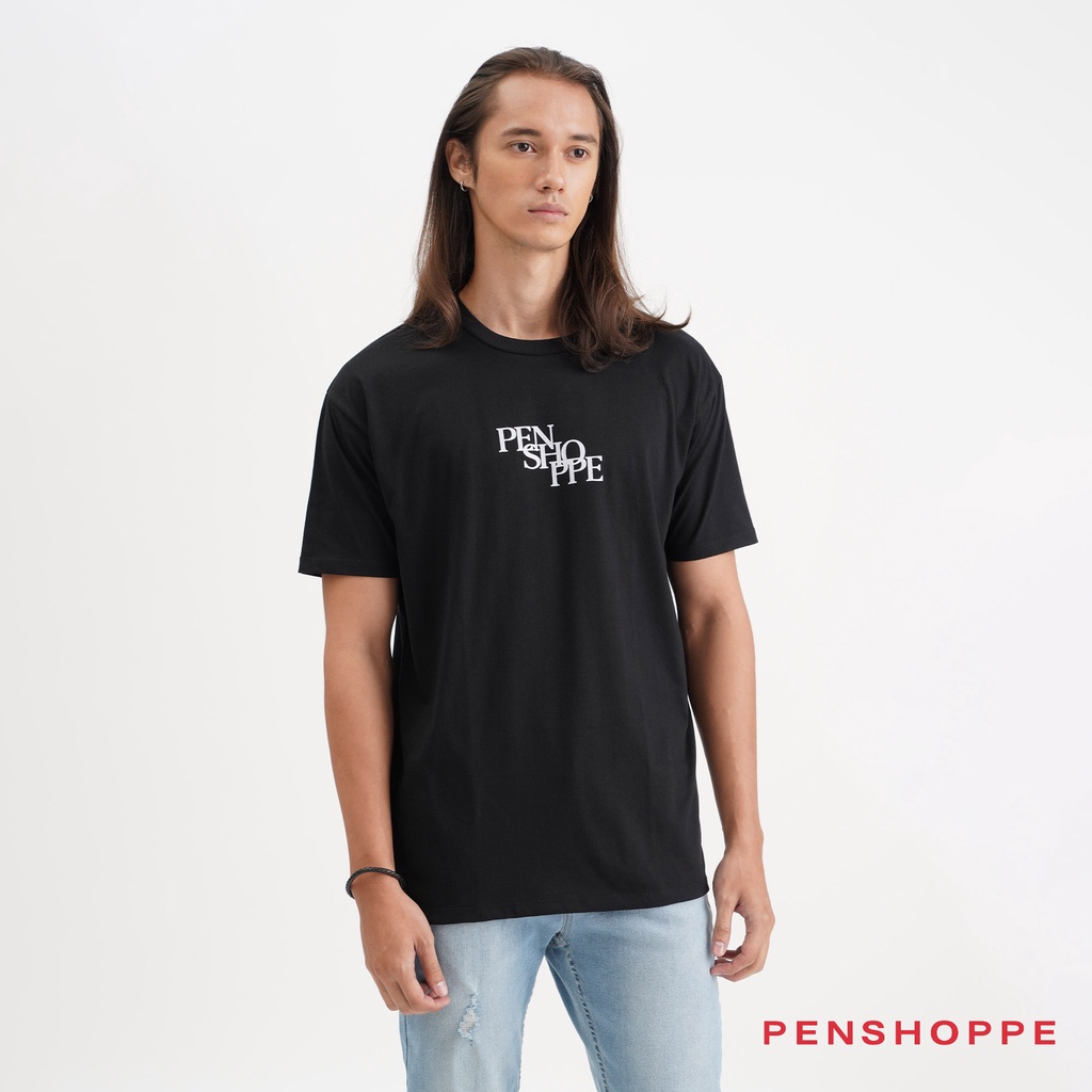 Penshoppe Relaxed Fit Tshirt With Penshoppe Branding For Men (Black ...