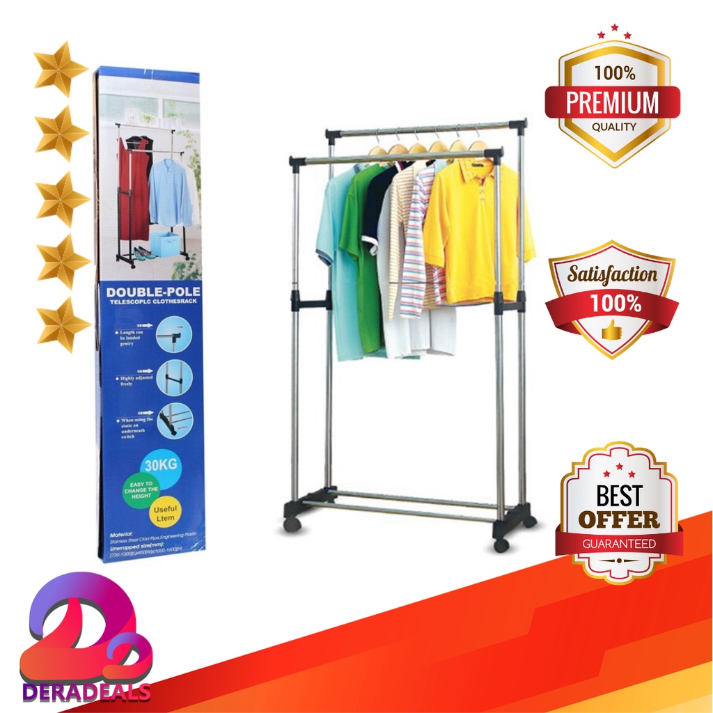 Double Pole Clothes Rack High Quality Telescopic Stainless Steel Shopee Philippines