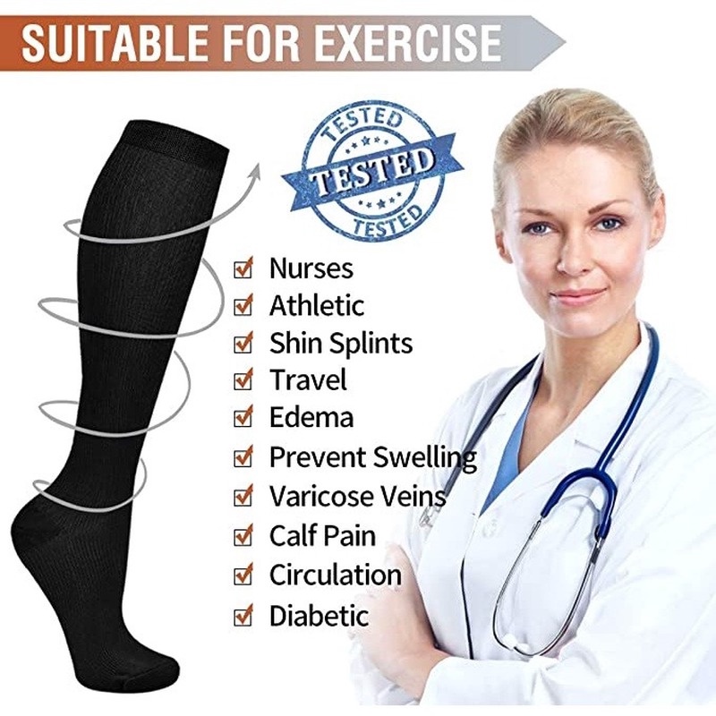 Unisex AntiFatigue Compression Socks Stockings Womens Mens Knee High Maternity Medical Pregnant