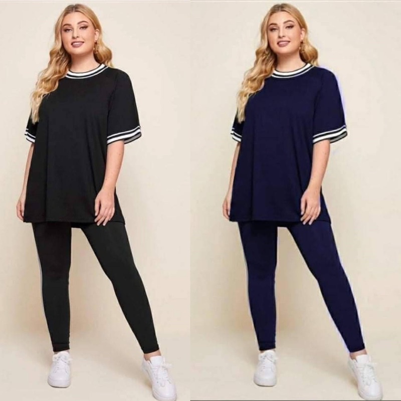 Basic Plus Size Oversized T-Shirt w/Leggings Set