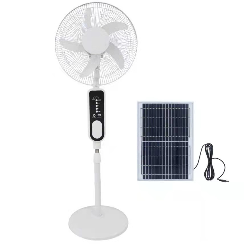 AC/DC Dual Power Rechargeable Stand Fan Solar Fan FREE Led Light and ...