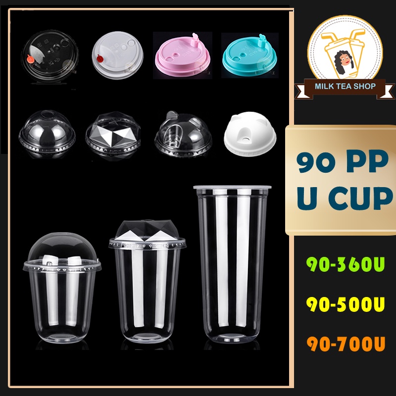 50pcs 90mm Milk Tea Cup Pp Plastic Cup U Cup For Milk Tea Coffee Juice