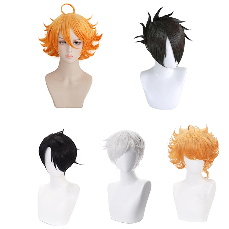 `Emma Wig Short Golden Gradient Dark Yellow Wig Anime The Promised ...