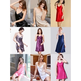 Silk Dress Women's Lingerie Plain Sleepwear Satin Nightdress