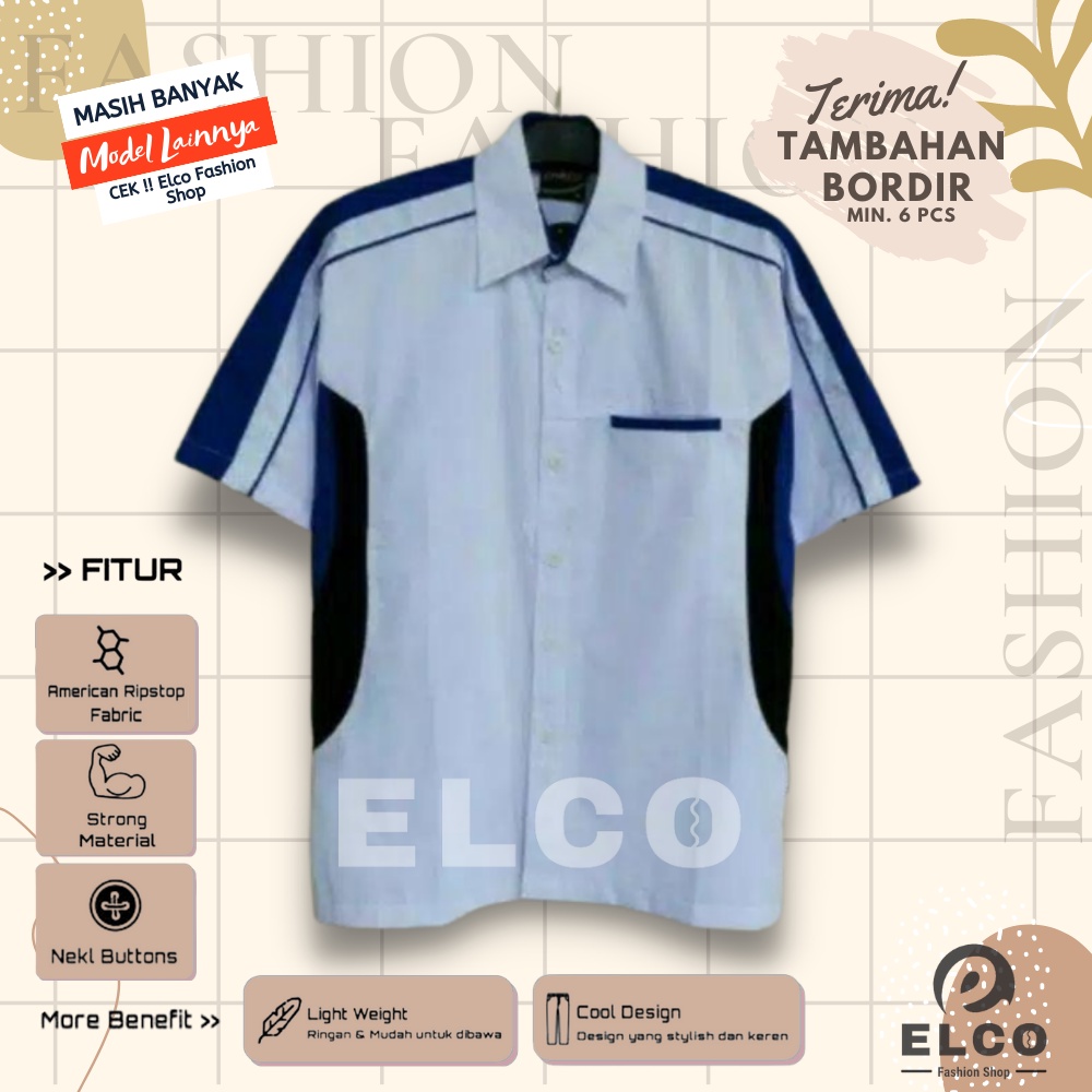 PRIA PUTIH KEMEJA Short Sleeve Work Uniform Shirt pdh White Shirt kmb Blue Office Uniform Shirt