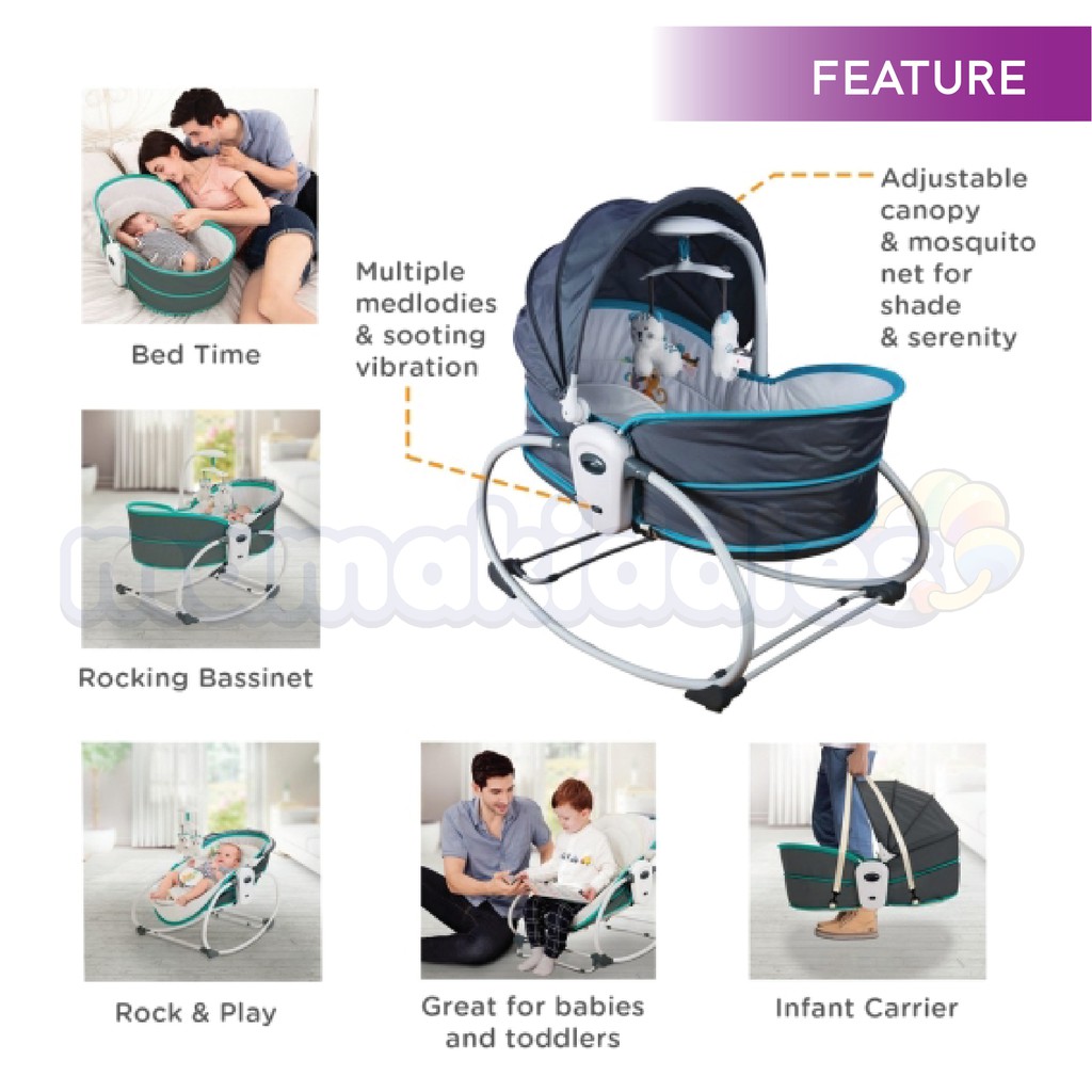 mastela 5 in 1 rocker bouncer new born music sleeping baby
