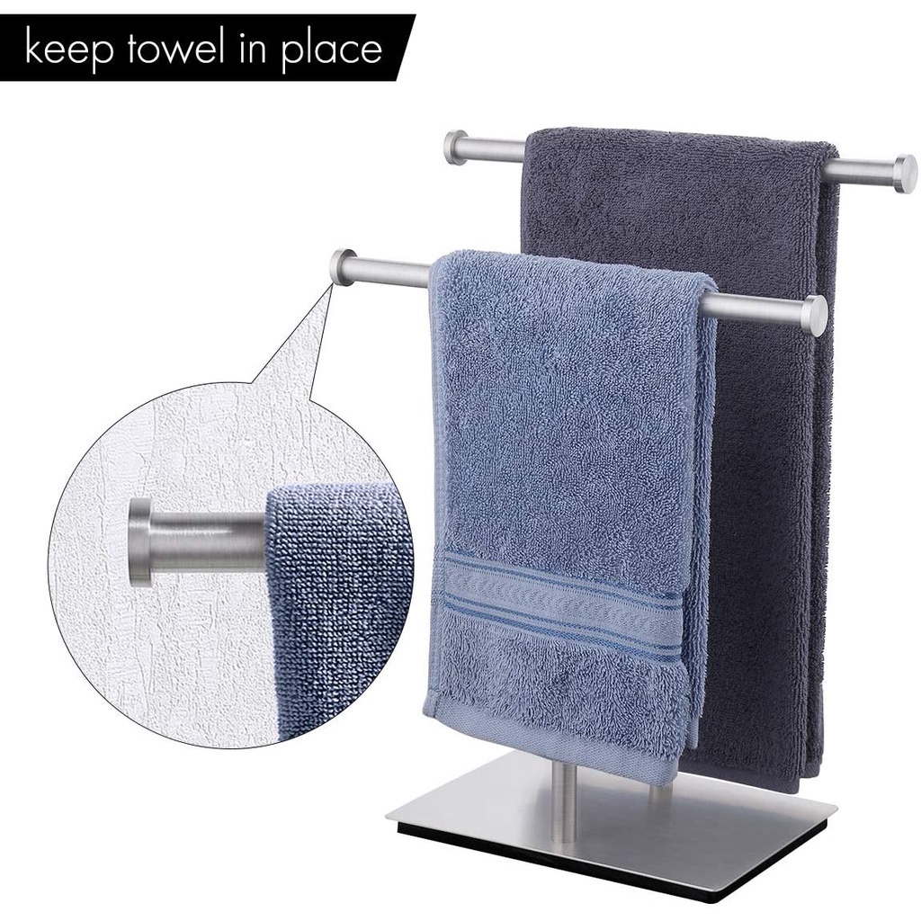 YASTO Hand Towel Stand for Bathroom Countertop, DoubleT Hand Towel