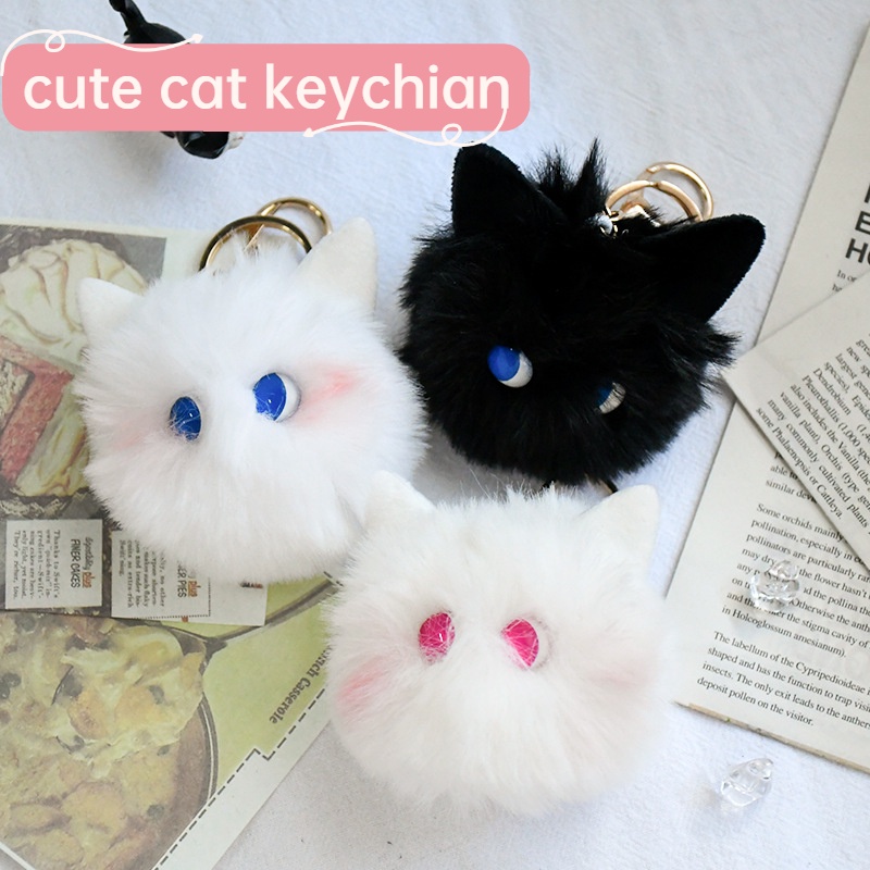 YoYo Keychain Cartoon Cute Accessories Blush Cat Ball Top Handmake Bag ...