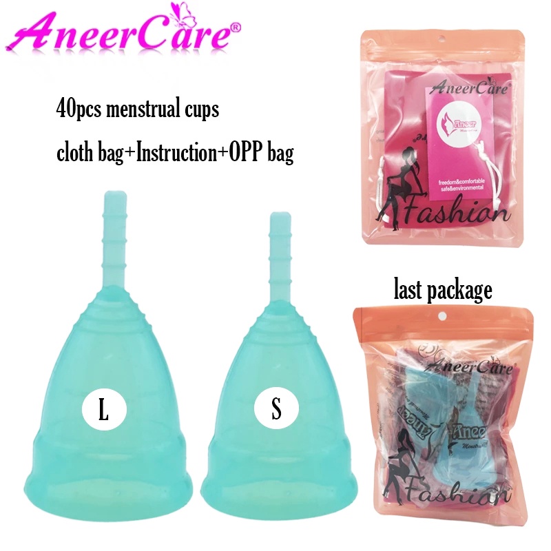 40Pcs Feminine Hygiene Medical Grade Silicone Menstrual Cup Copa