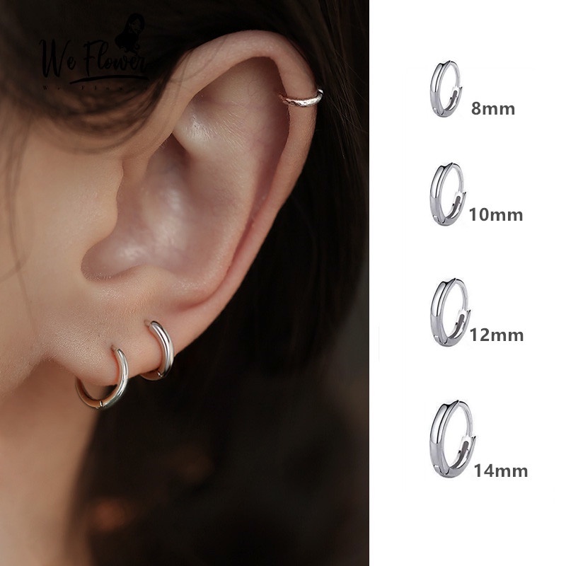 We Flower Minimalist S925 Silver Small Circle Hoop Earrings For Women ...