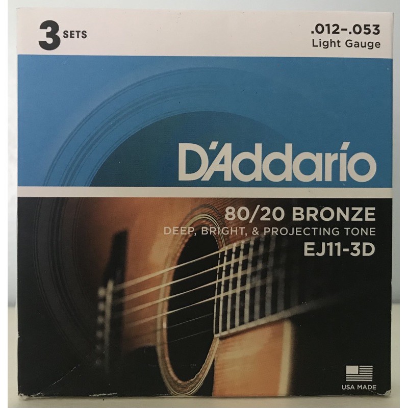 Acoustic Guitar String D Addario 80 20 Bronze EJ11 1 Set