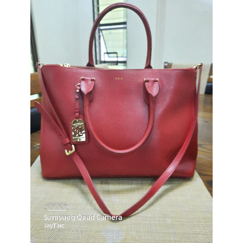 Ralph lauren discount red leather handbag