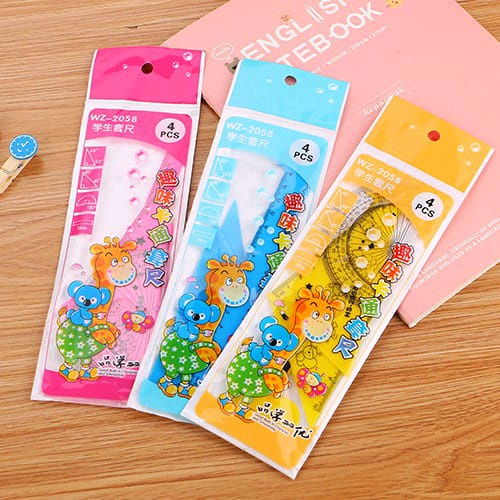 Plastic Ruler 1 Set 4 Models Of Cute Cartoon Giraffe Animal Shape 15cm