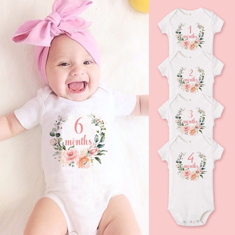 Flower Monthly Baby Girl Onesie 112 Months Milestone Romper Newborn