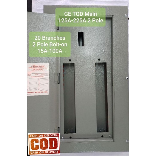 Panelboard 20 Branches GE TQD Center Main 2 Pole Bolt On 2 Pole 125 150