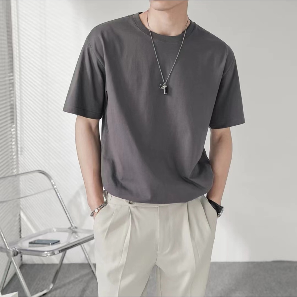 W&HUILISHI Cotton Plain Short Sleeve T-Shirt | Shopee Philippines