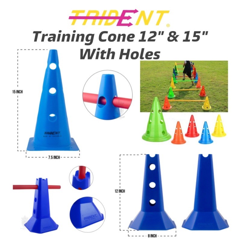 TRIDENT Training Cone With Holes 12” 15” Agility Speed Markers Cone Kon