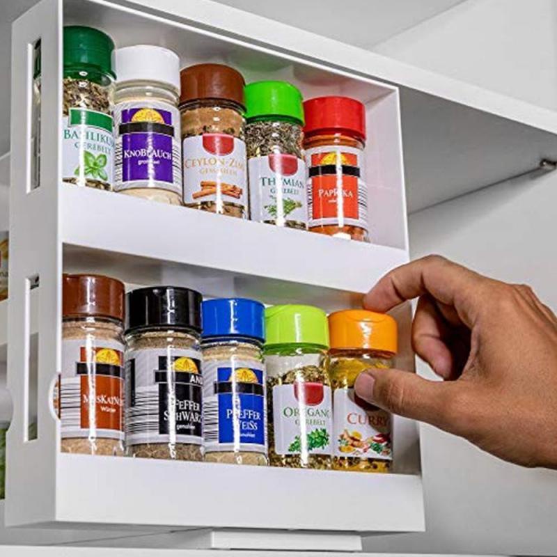 Home Kitchen Spice Organizer Rack Multi-Function Rotating Storage Shelf ...