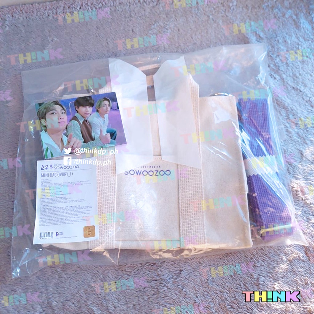 ON HAND Official SOWOOZOO Ivory Mini Bag set with photocards ( bts bt21