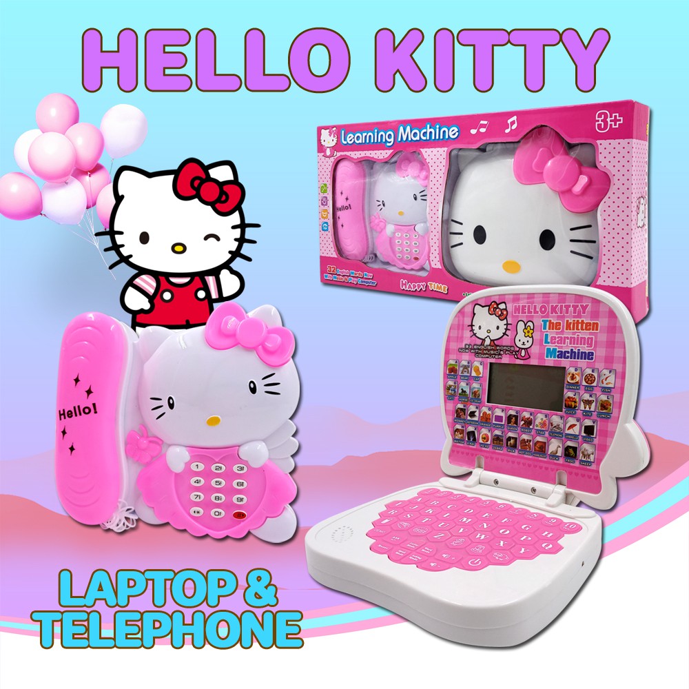 Hello Kitty 2 in 1 Laptop Telephone Educational Toys Learning