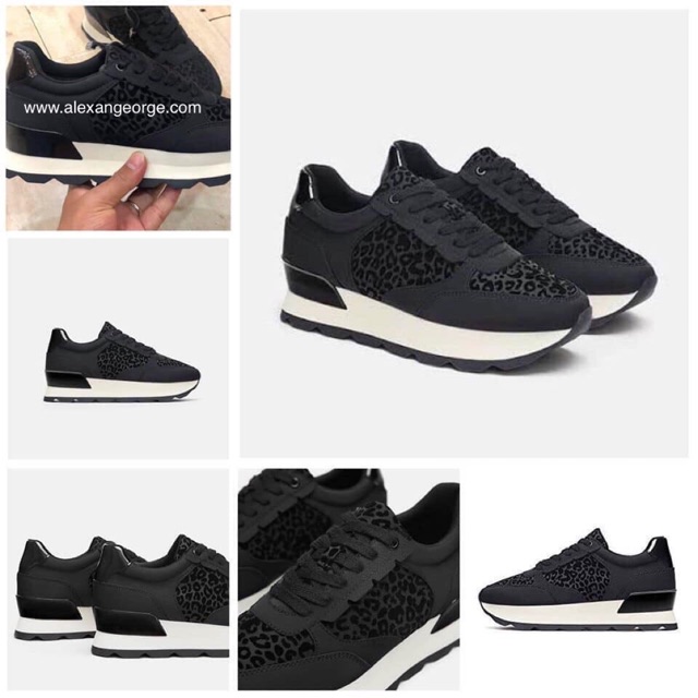 Zara Casual Lace Up Sneakers With Leopard Print - Fancy Soles