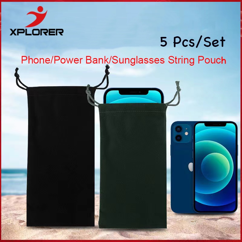 5PCS Black Velvet String Pouch Drawstring Bags for Mobile Power Bank ...