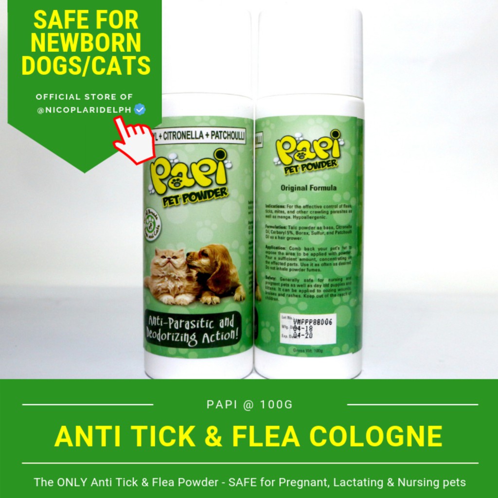 Papi Anti Tick and Flea Powder with Deodorizing and Hypoallergenic Formula for Dogs and Cats 100g Shopee Philippines