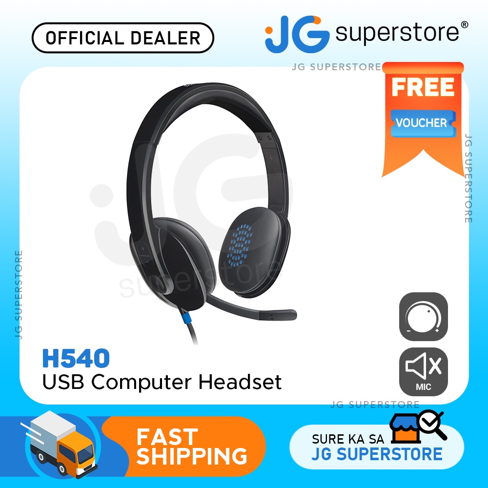 Logitech H540 USB Computer Headset Wired Headphones w Noise