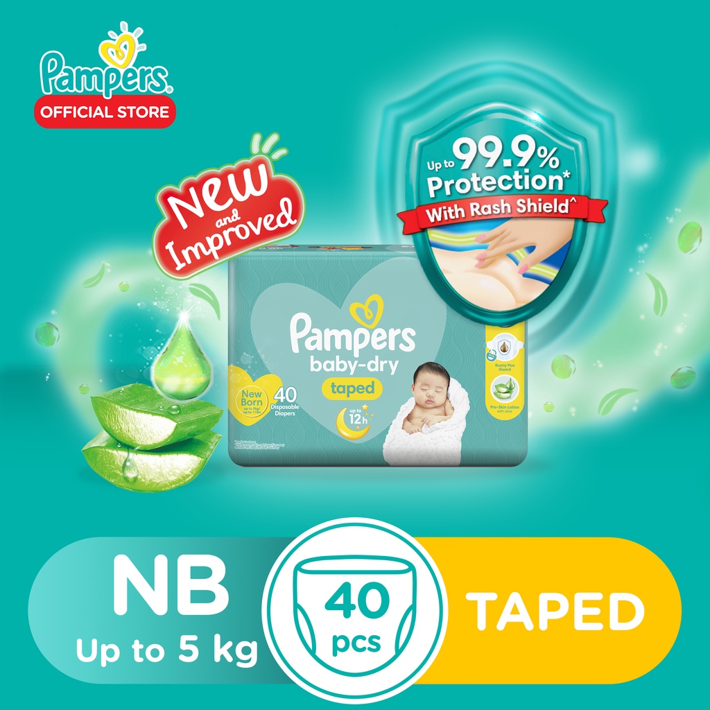 Pampers Baby Dry Taped Diaper Newborn 40 x 1 pack (40 diapers) Shopee