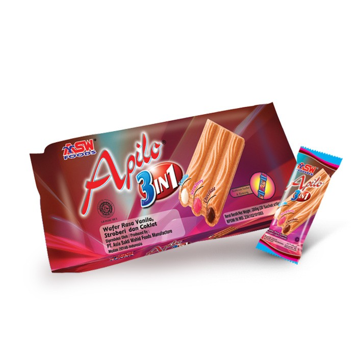 Apilo 3 in 1 Vanilla, Strawberry & Chocolate contains 20 pcs | Shopee ...