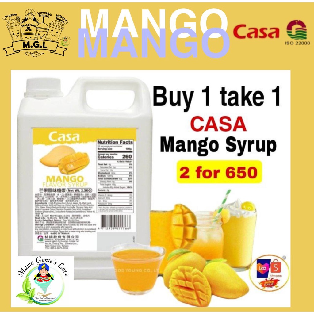 CASA MANGO FLAVOR SYRUP 2.5 ( BUY 1 TAKE 1 ) Shopee Philippines