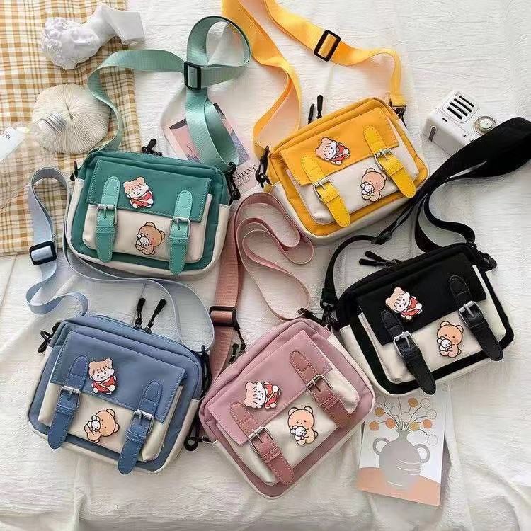 sweet fashion Cute Canvas Bucket Mini Sling Bag with keychain For Women Bags Shopee Philippines