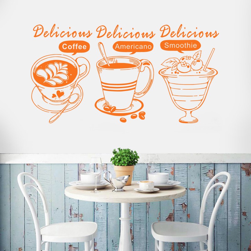Coffee Shop Sticker Bean Milk tea Decal Cafe Cup Vinyl Art Wall Decals ...