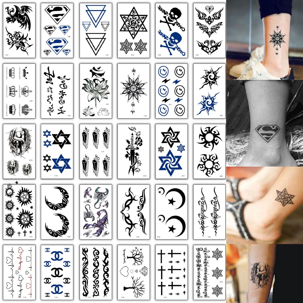 30pcs Waterproof Temporary Tattoo Sticker Totem Tattoos Body Arm Fake Tattoos Shopee Philippines