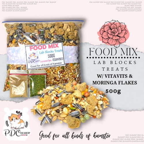 Hamster Food Mix 500g l Plain l with Lab Blocks Treats l with Moringa