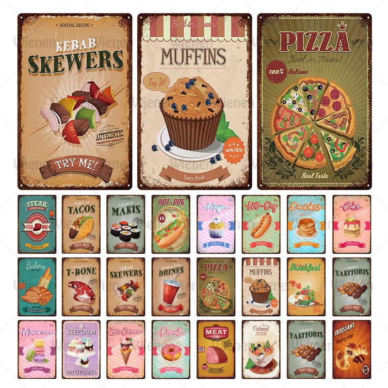 Hamburger Fast Food Metal Tin Sign Plaque Metal Sign Vintage Wall Decor ...