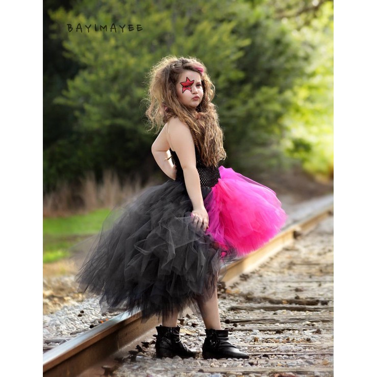 Girls Pink Black Tutu Dress Baby Fluffy Trailing Tulle Dress Kids Rock King Cosplay Costume Tutus Children Birthday Party Costume Dresses Shopee Philippines