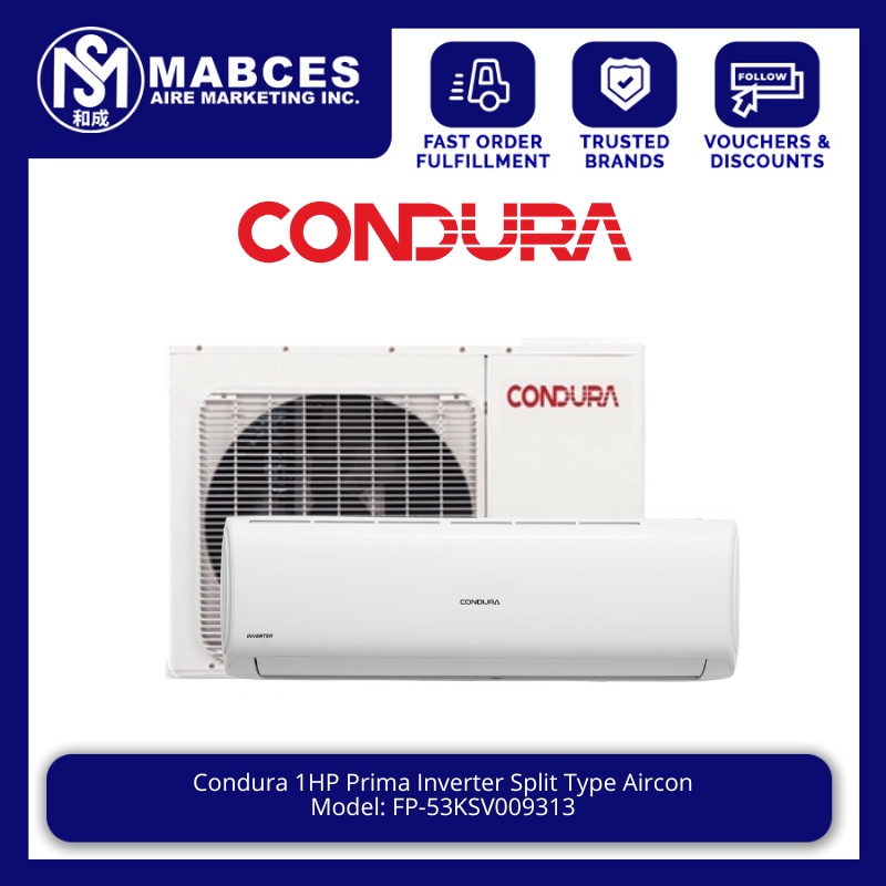 Condura 1HP Prima Inverter Split Type Aircon FP53KSV009313 Shopee