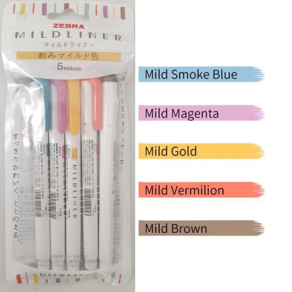 Zebra Mildliner Fluorescent (WKT7-5C-N) - Set de 5