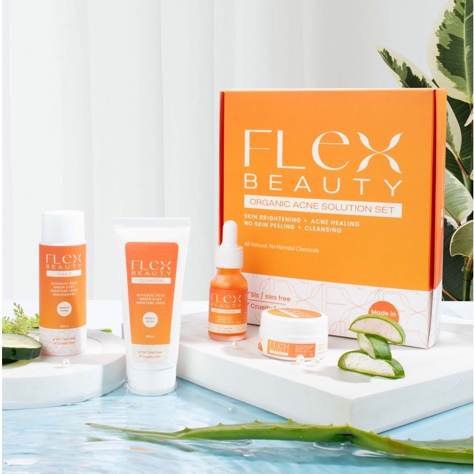FLEX BEAUTY Organic Acne Solution rejuvenating set safe for sensitive