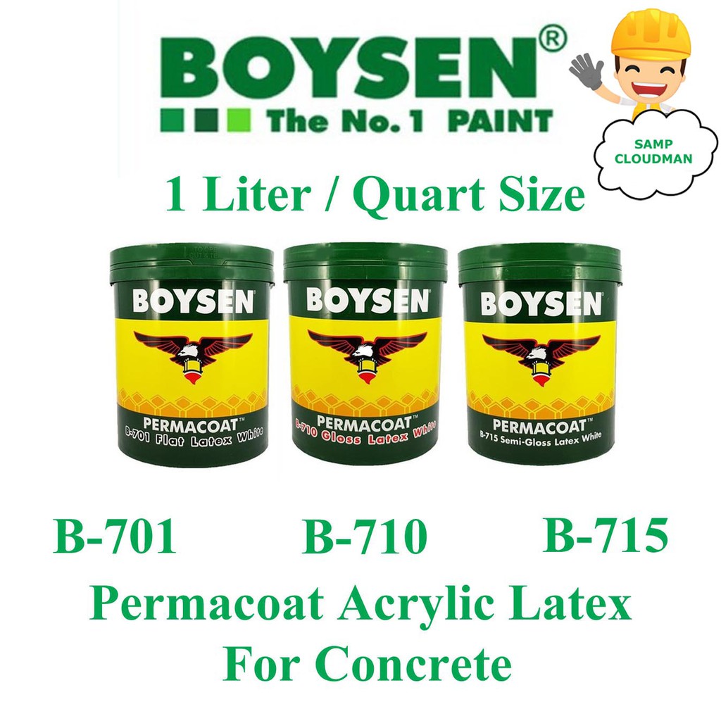 Boysen Permacoat Latex White Acrylic Quart Size 1 Liter Waterbased