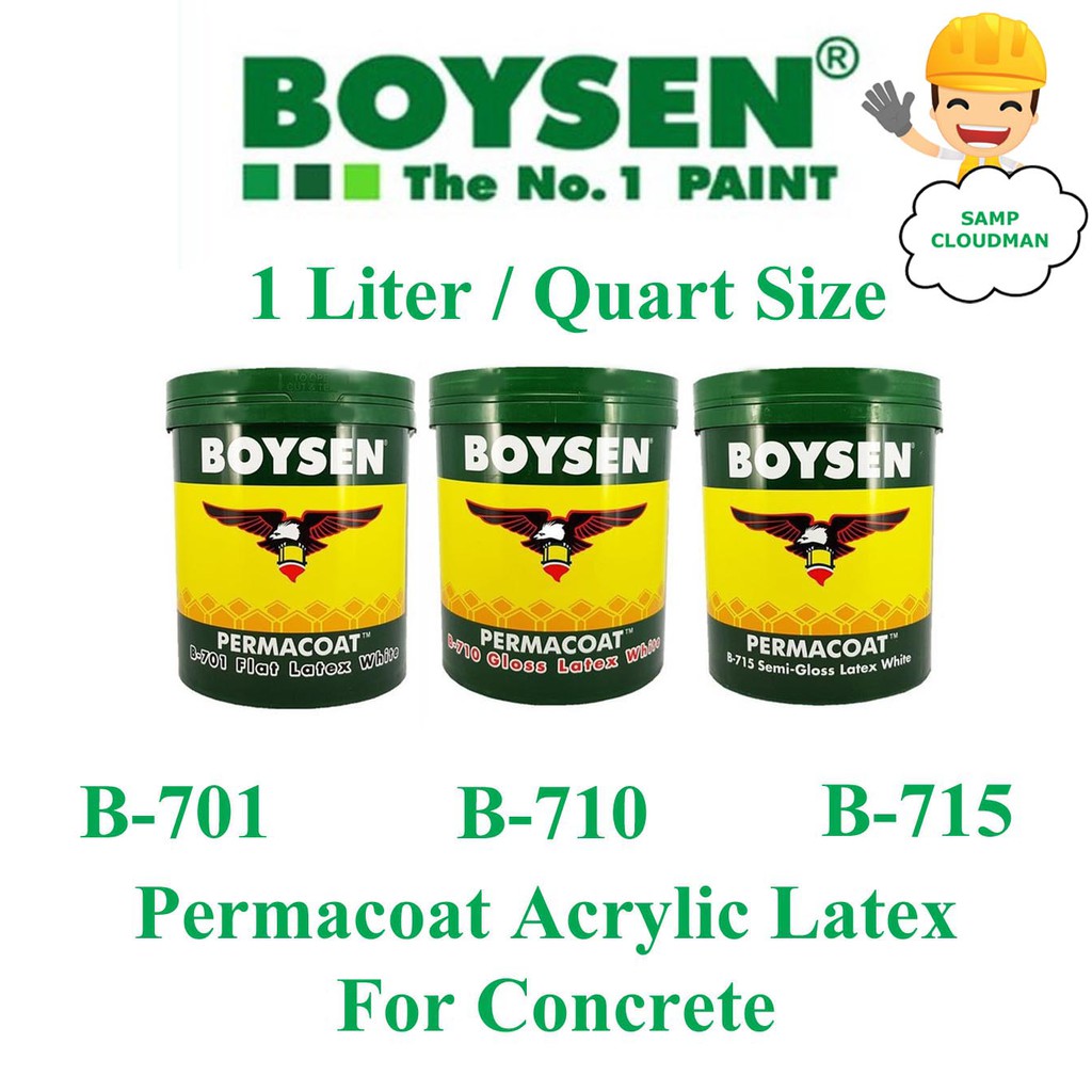 Boysen Permacoat Latex White Acrylic Quart Size 1 Liter Water-based ...