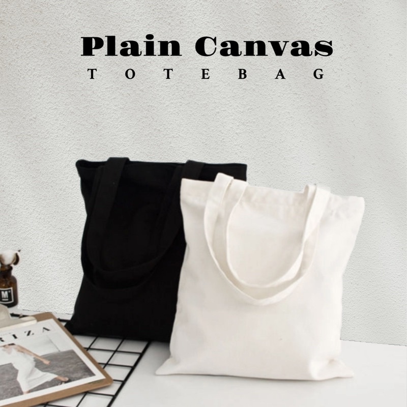 PLAIN CANVAS TOTEBAG Black or White Printable Katsa Trendy Unisex Bag