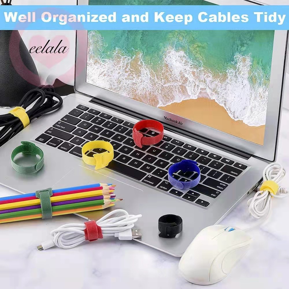 eelala 1pc Hooks Cable Ties Wire Strap Cord Wrap Clasp Nylon Sticky ...